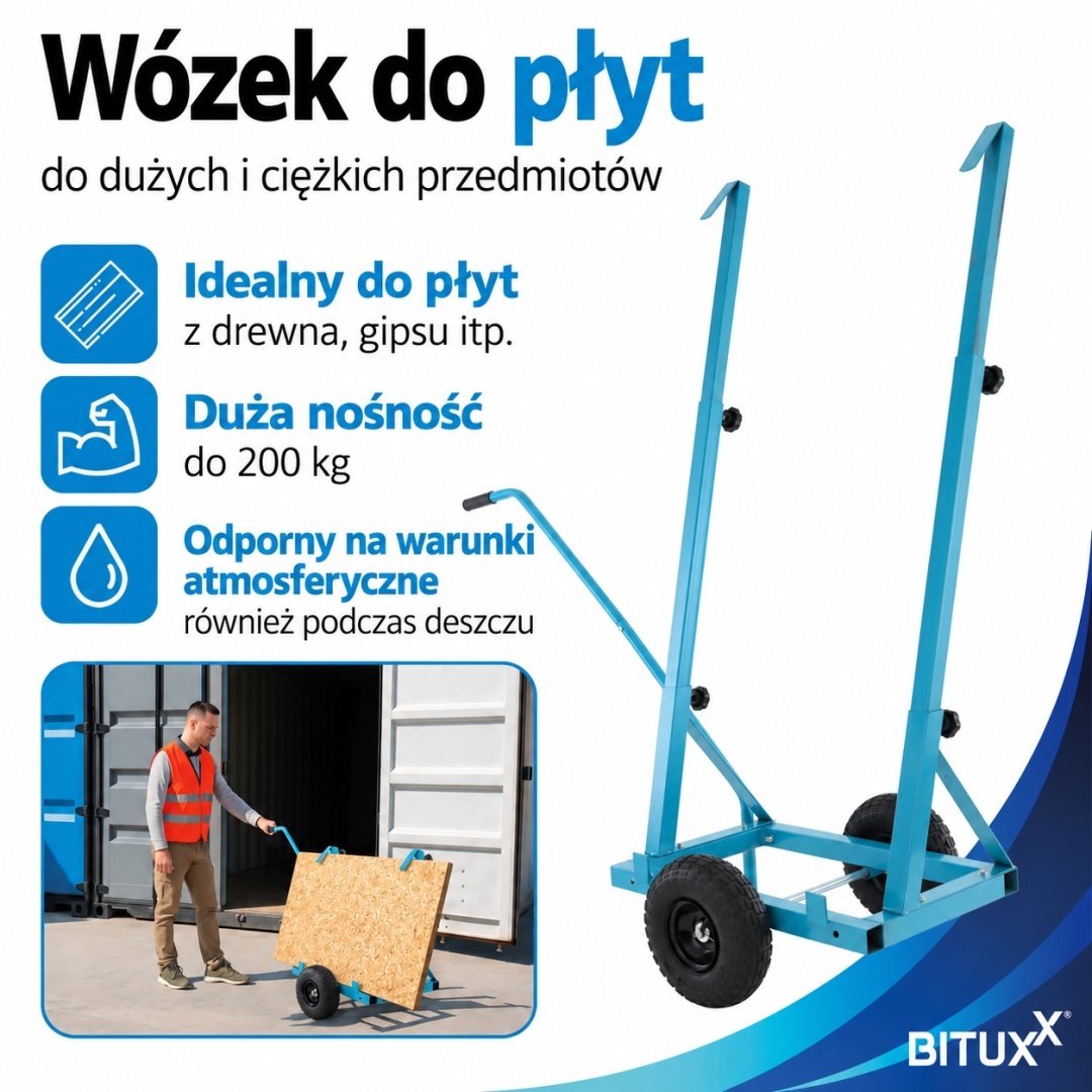Přepravní vozík na desky 200kg Bituxx ocelová robustní konstrukce pro přepravu M19565